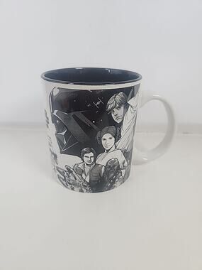 Star Wars Mug Cup Black White Classic Boba Fett Jaba Jawa Strom Trooper Vader...